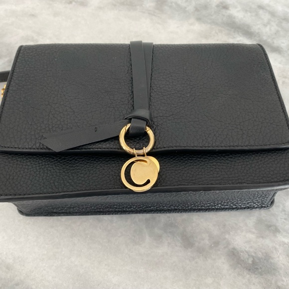 Chloe Alphabet Pebbled Leather Chain Crossbody Bag - Picture 3 of 8